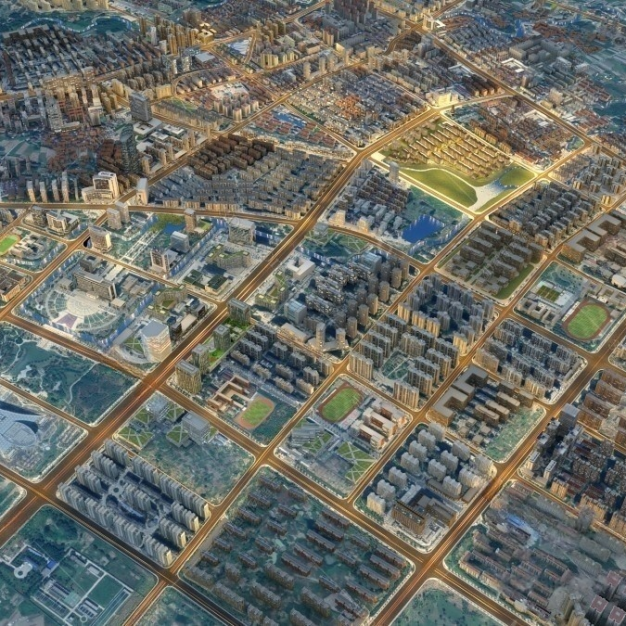 现代城市鸟瞰规划3D模型
